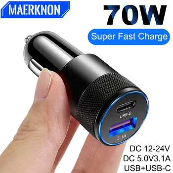70W PD araç şarj USB tip C hızlı şarj araç telefonu şarj adaptörü iPhone 15 14 iPad Xiaomi Huawei Samsung hızlı şarj