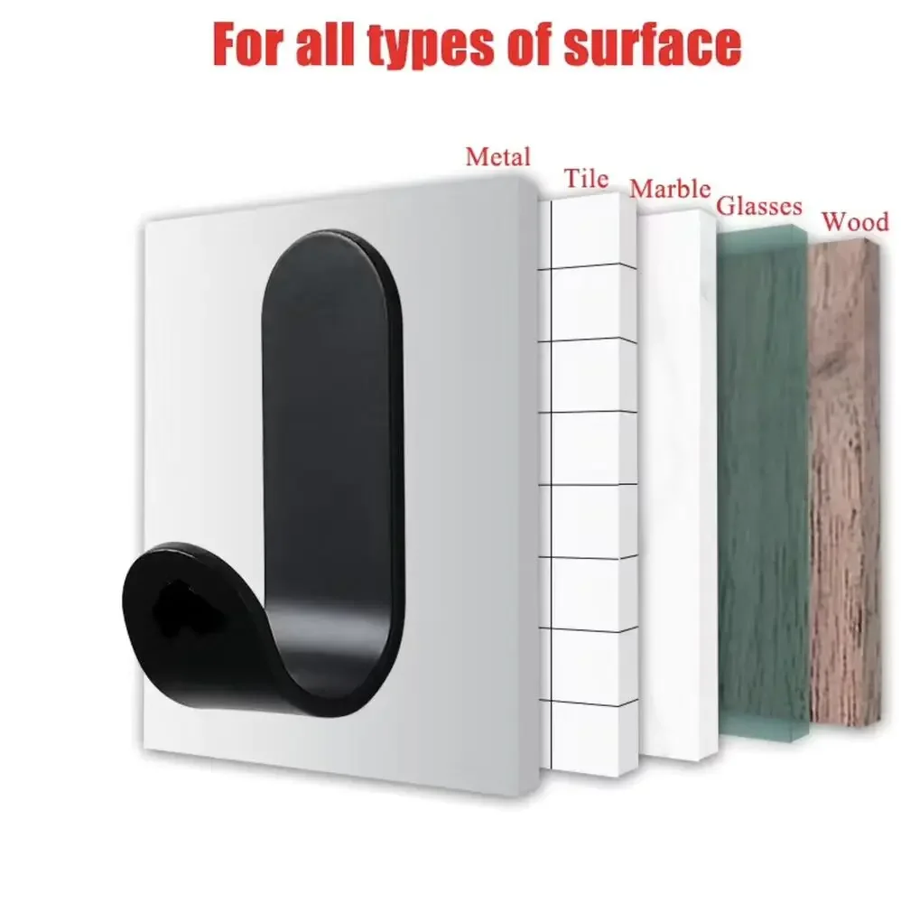 6Pcs Strong Self-Adhesive J-hook Waterproof Adhesive Hanging,Bathroom Towel Key Kitchen image 6