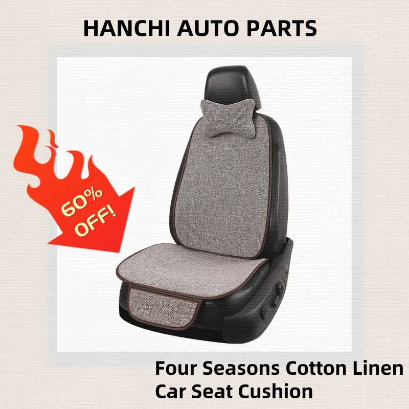 

HANCHI General Car Seat Cushion Four Seasons Cotton and Hemp Car Cushion Cotton and Linen Fabric Backrest Cushion Seat Cover