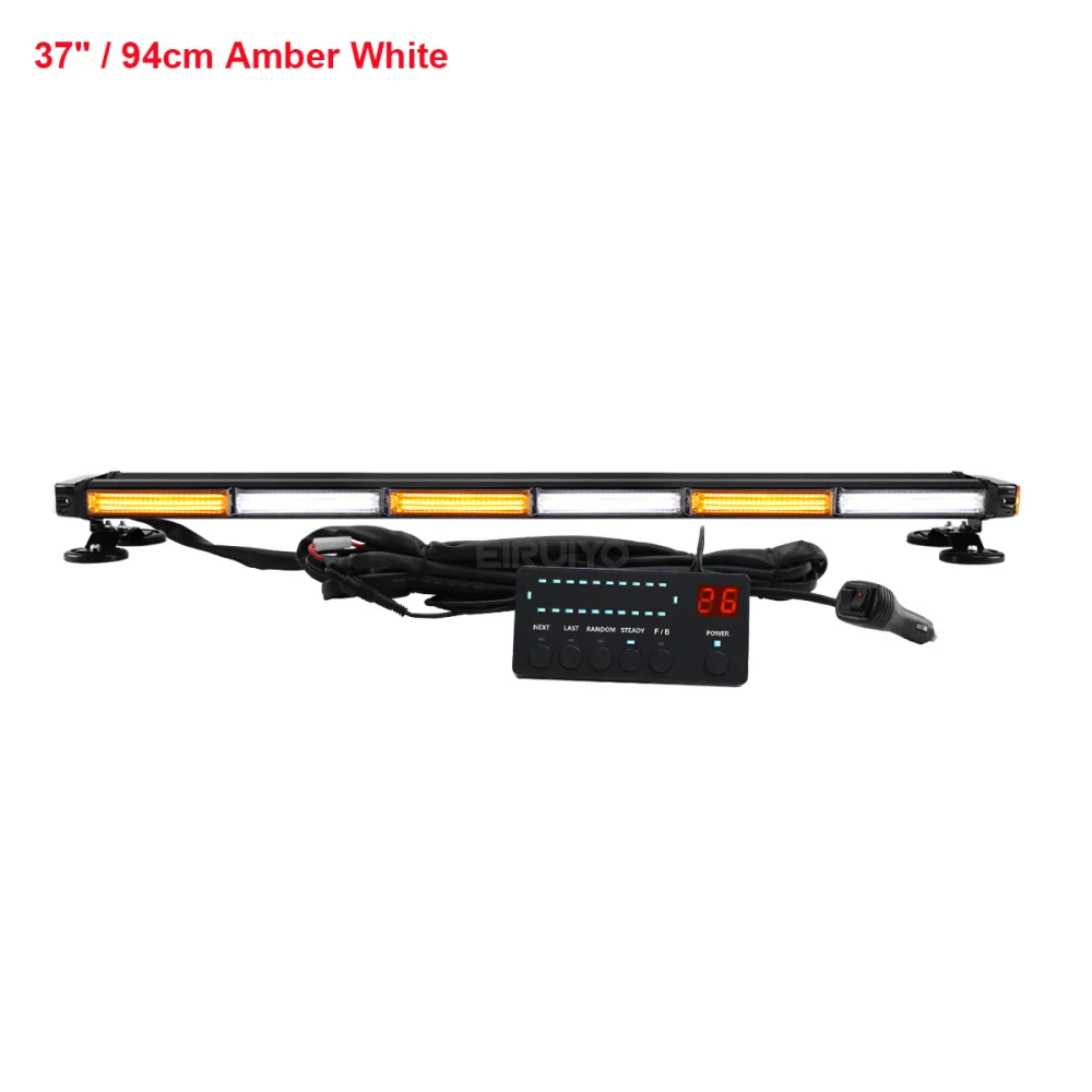 37" 43" 49" Auto Truck Sleepwagen COB LED knipperlichtbalk Politie Veiligheid Strobe Noodlichtbalk Amber Geel Wit 26 Modi