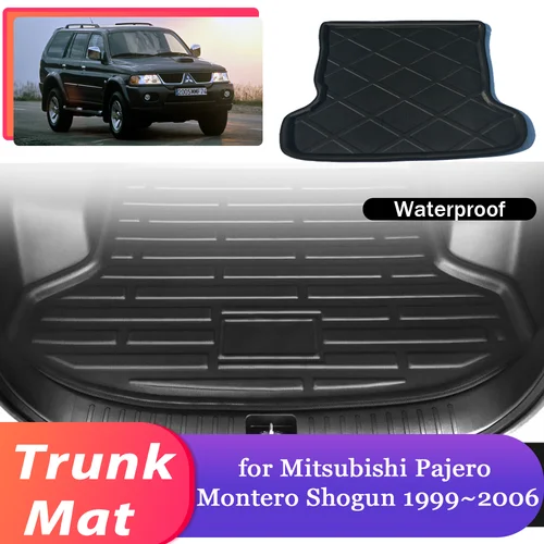 Estera de maletero de coche para Mitsubishi Pajero Montero Shogun V60 V70 1999 ~ 2006, almohadilla de carga impermeable, cubierta de revestimiento, accesorios de alfombra