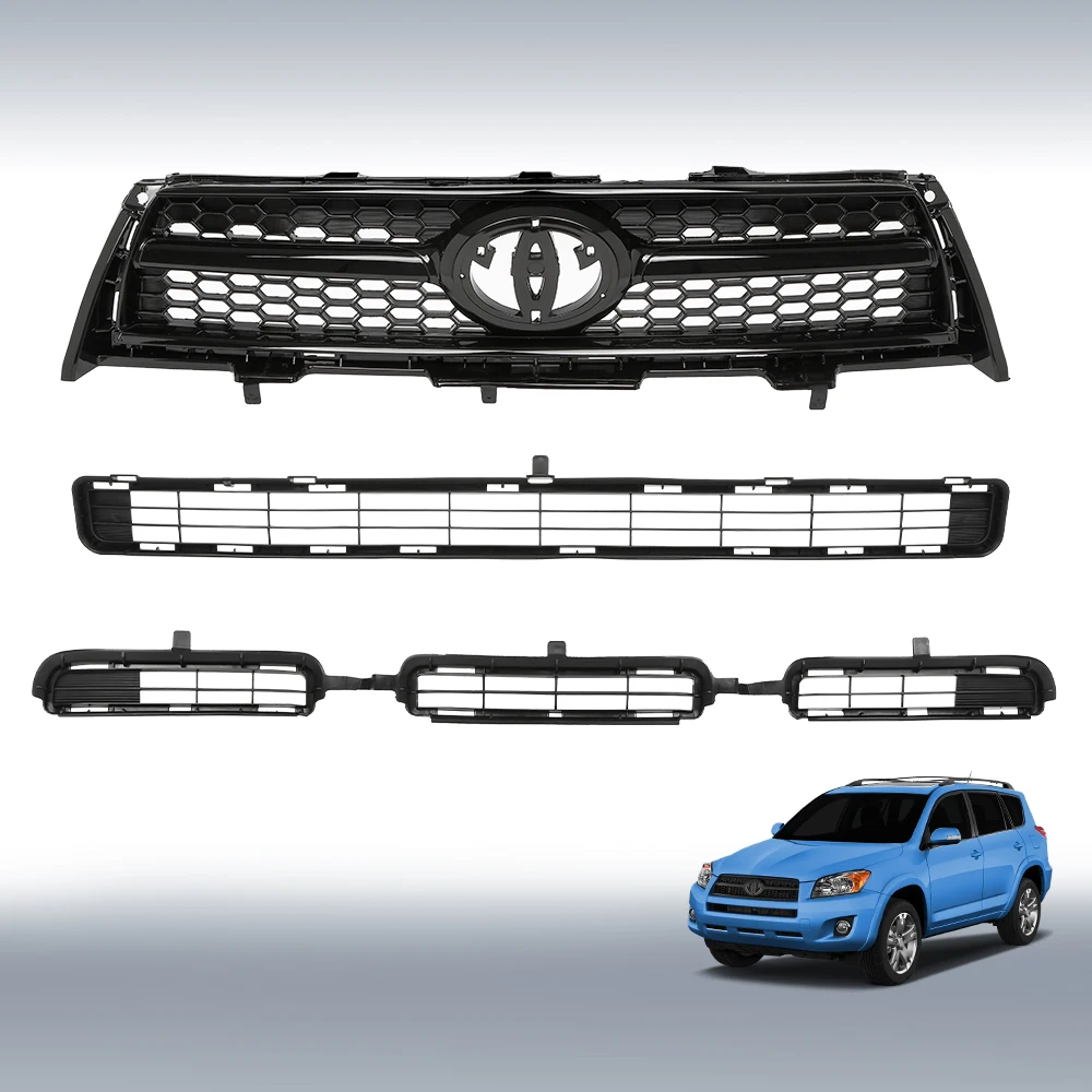 

Комплект накладки на передний бампер автомобиля, верхняя и нижняя решетка, подходит для Toyota Rav4 Base/Sport Pp 2009-2012 годов 531010R010 531120R010 531130R010