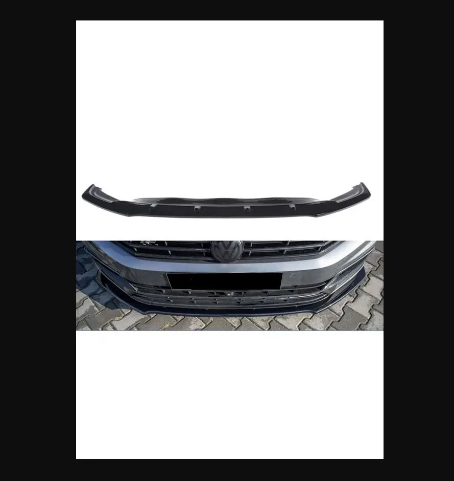 

Passat B8 Compatible Front Lip Bumper Insert Glossy Black Maxdesign 2015 To 2019 Models - Sporty Racer Modify Spare Parts Hood