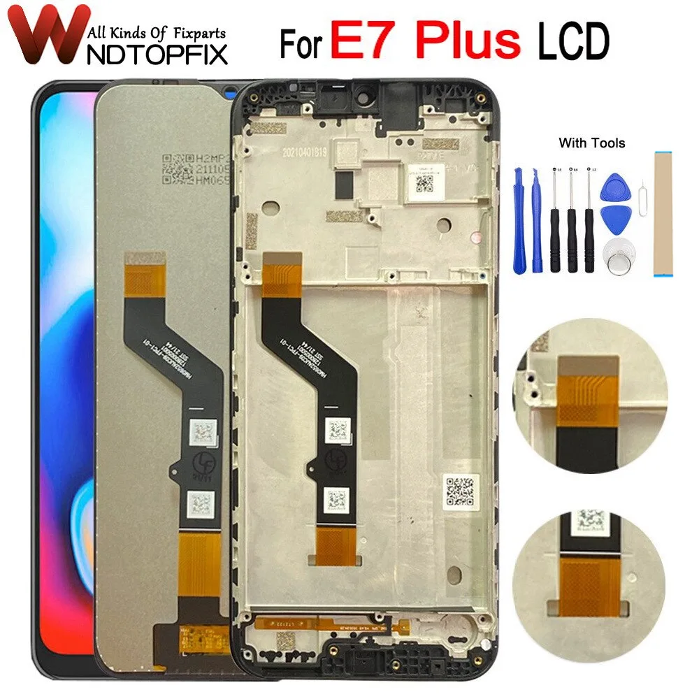 모토로라 모토 E7 플러스 LCD 디스플레이 터치 스크린 디지타이저 어셈블리 교체 부품, 모토 E7 플러스 LCD XT2081-1 스크린, 6.5 인치
