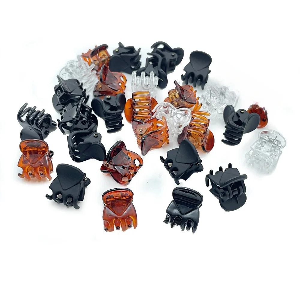 50Pcs Tiny Small 10mm 15mm Klipsy do włosów dla kobiet Dziewczyny Mini Proste Czarne Przezroczyste Plastikowe Klipsy Spinki do włosów dla dzieci Stylizacja włosów — zdjęcie 2