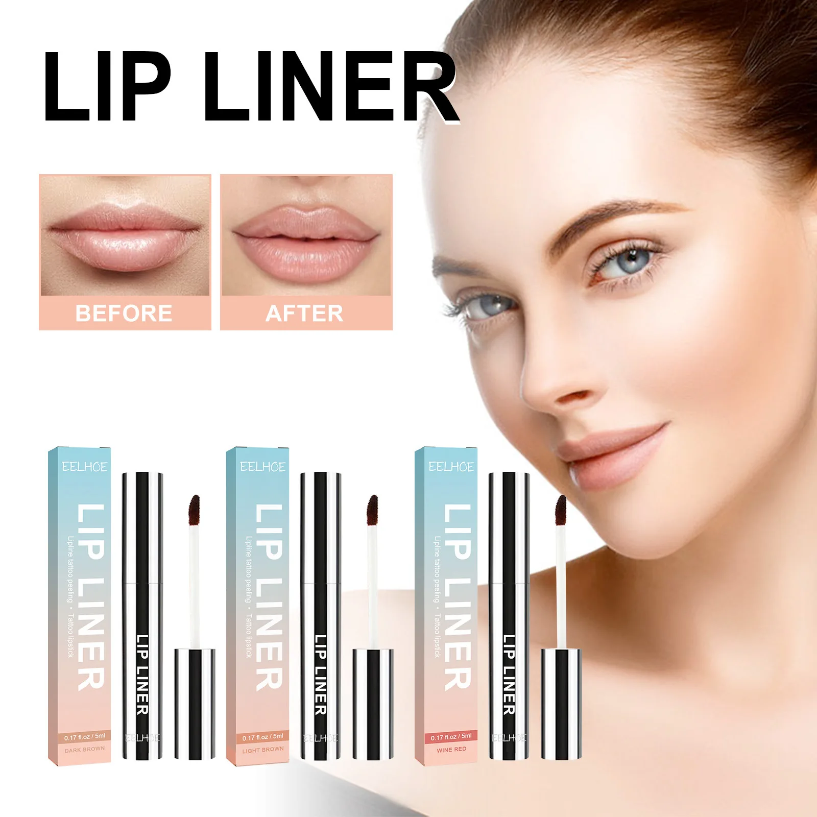 Eelhoe 5ml Peel Off Lip Liner Pen Waterproof Long Lasting Plump Lip Matte Velvet Gloss Nourish Sexy Contour Lips Make Up Pencil