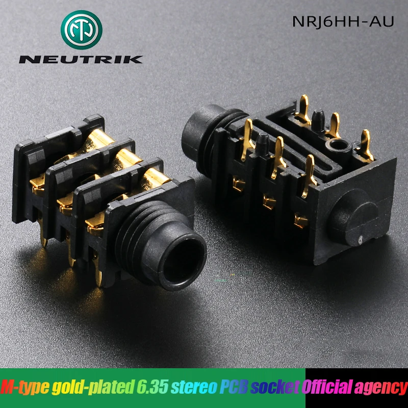 

Neutrik Ear Amplifier 3 Core M-type Gold-plated 6.35 Stereo PCB Board Socket NRJ6HH-AU Half Threaded 6.35 Headphone Socket