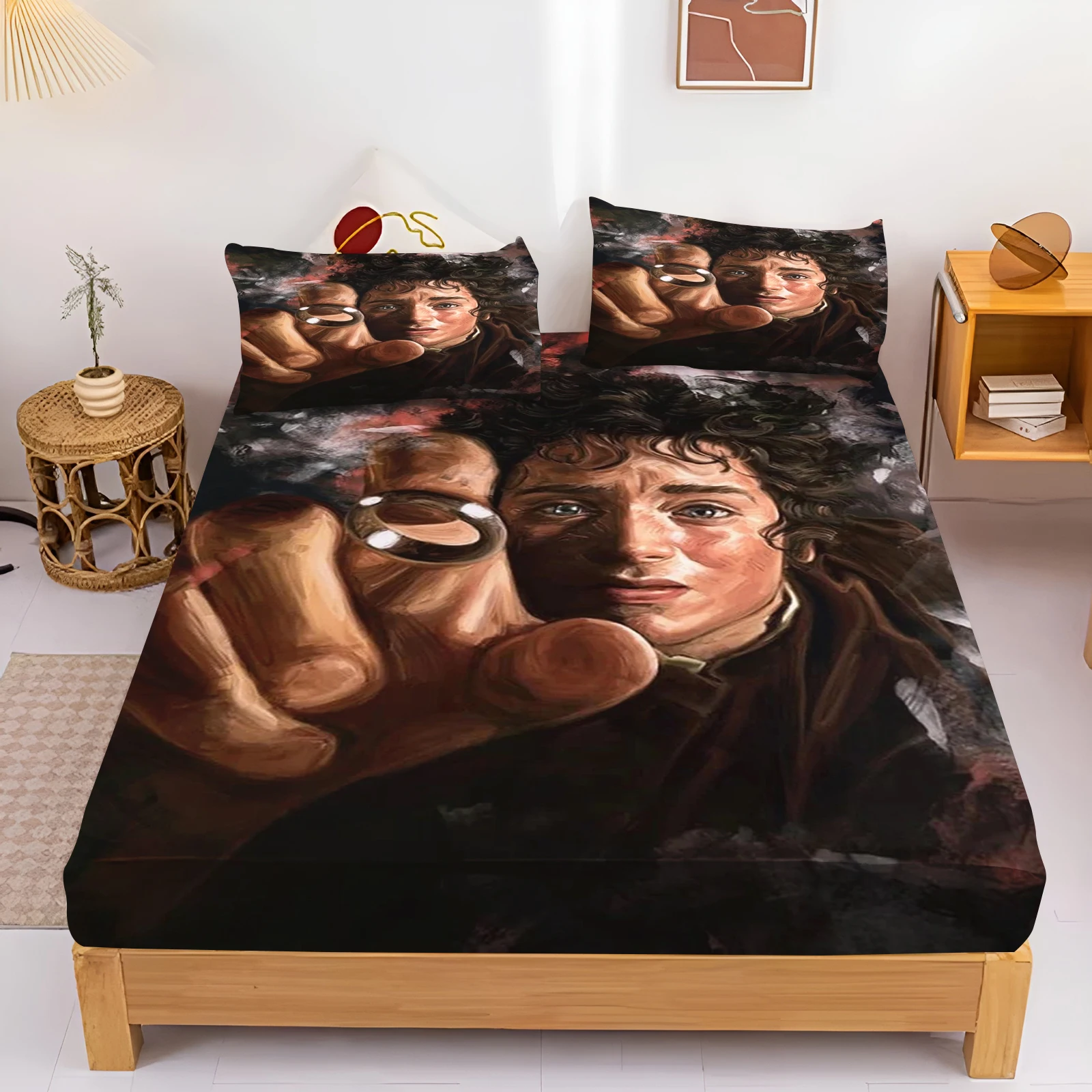Fitted Sheet The Lord of the Rings Full Coverage Cute Print Children Cartoon Pillowcase Bed Cover With Elastic Skin-Friendly
