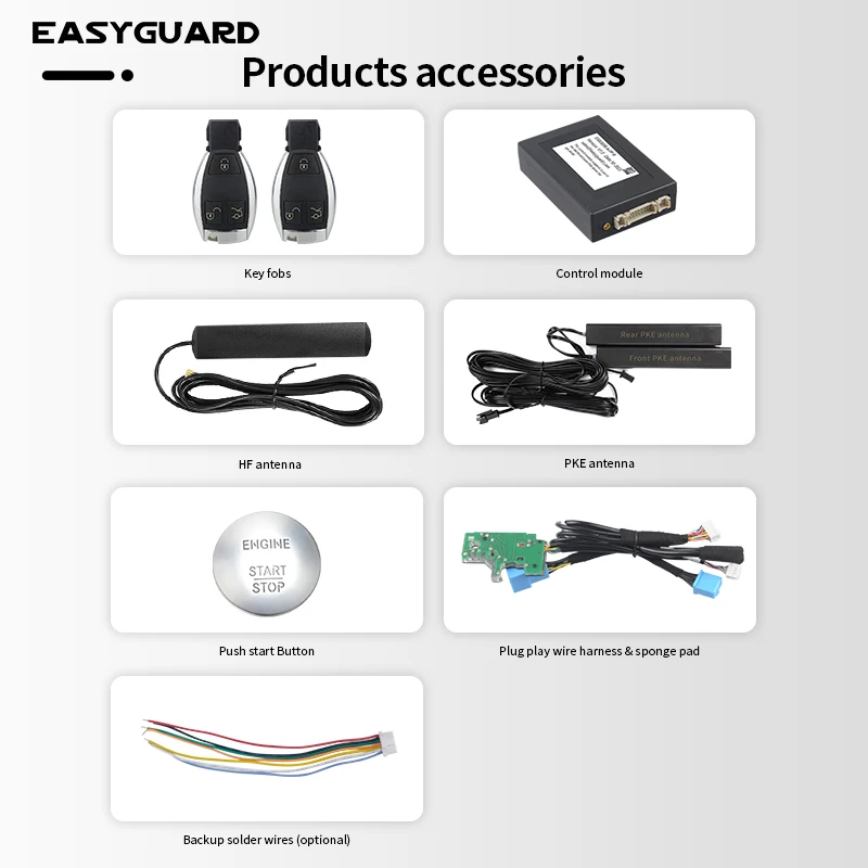 EASYGUARD Infrared‌ Smart Key Keyless entry with Remote Start for turn key start Mercedes Benz 2014- A B E class GLA GLB ML GL