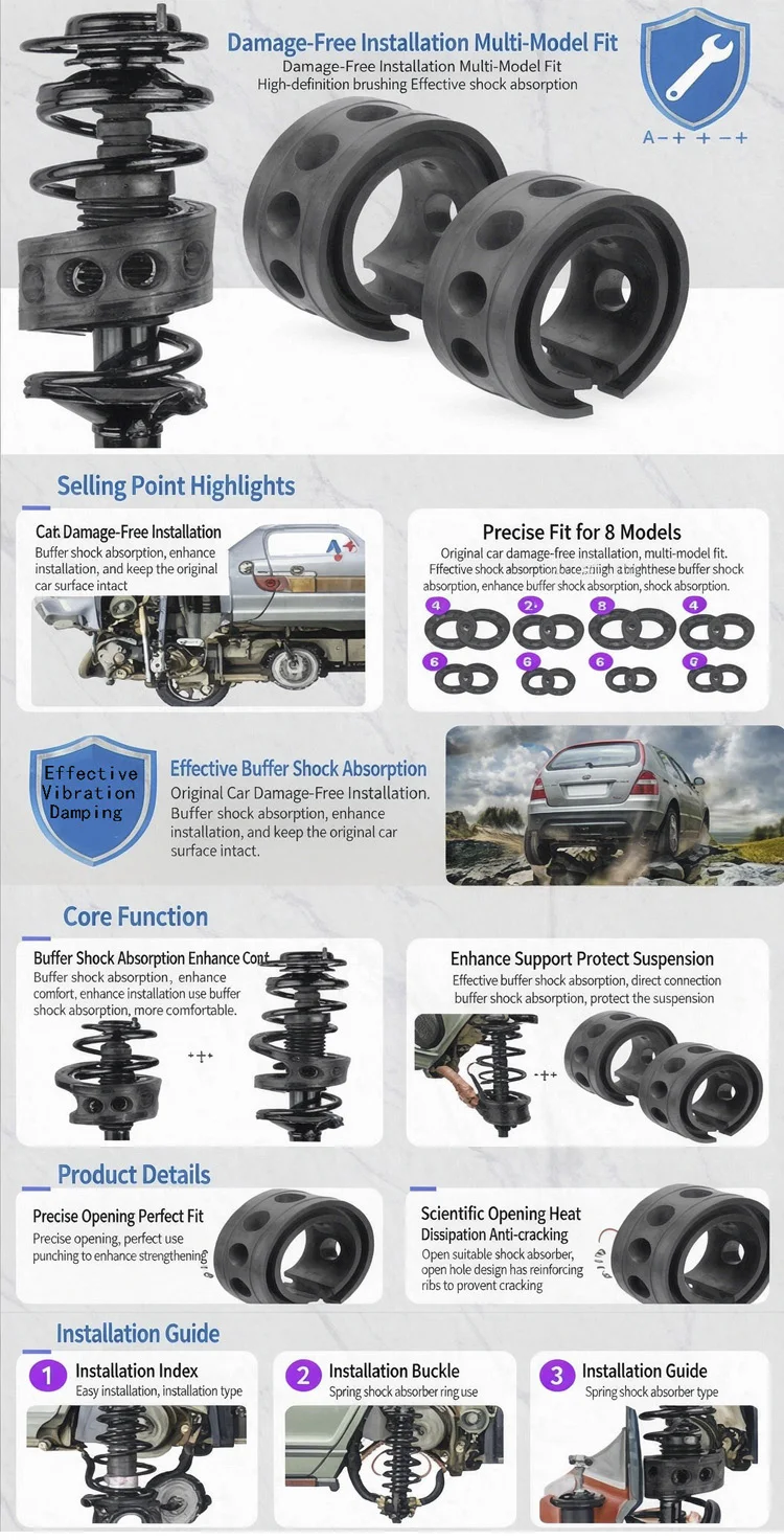 2er-Set Universal Auto Federungsdämpfer Feder Hochwertiger Gummi Auto Stoßdämpfer Feder Stoßfänger Abdeckung Schutz – Detail 2