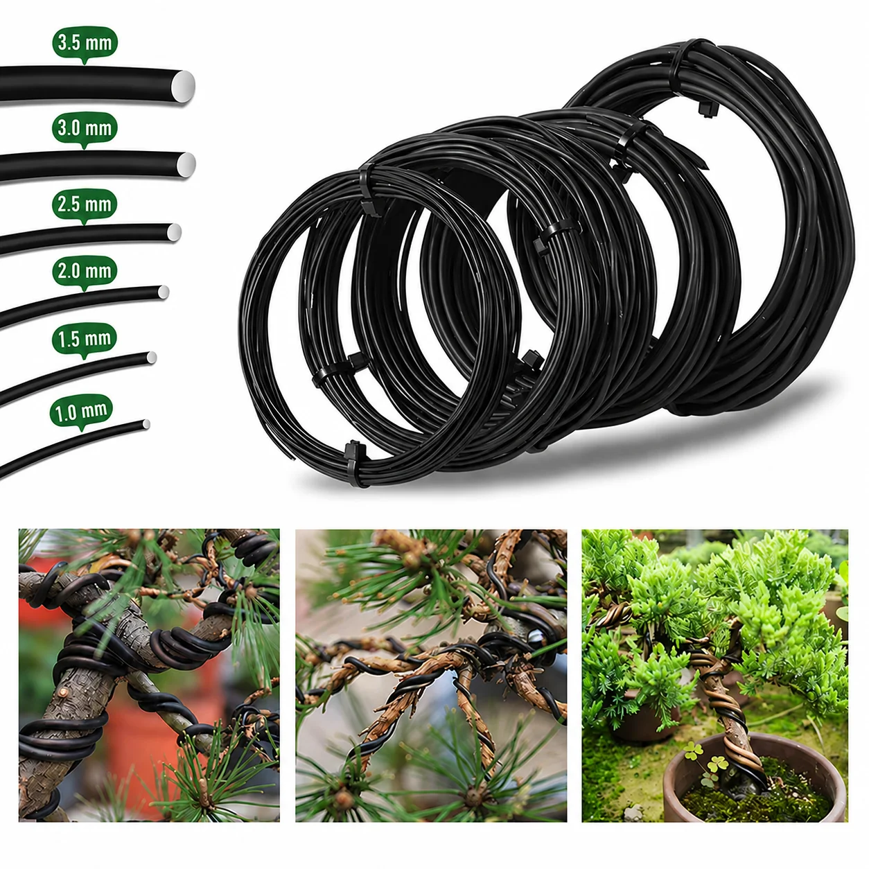 1 Rolls 5/10M Black Anodized Aluminum Bonsai Wire Training Wire for Plant Shaping Branch Bending Plant Support Garden DIY