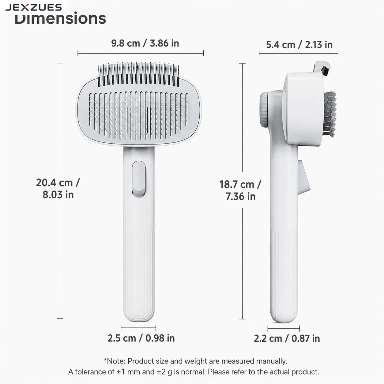 JEXZUES 2-in-1 Pet Grooming & Dematting Comb for Cats Dogs with One-Click Hair Release Button and Stainless Steel Teeth Knob