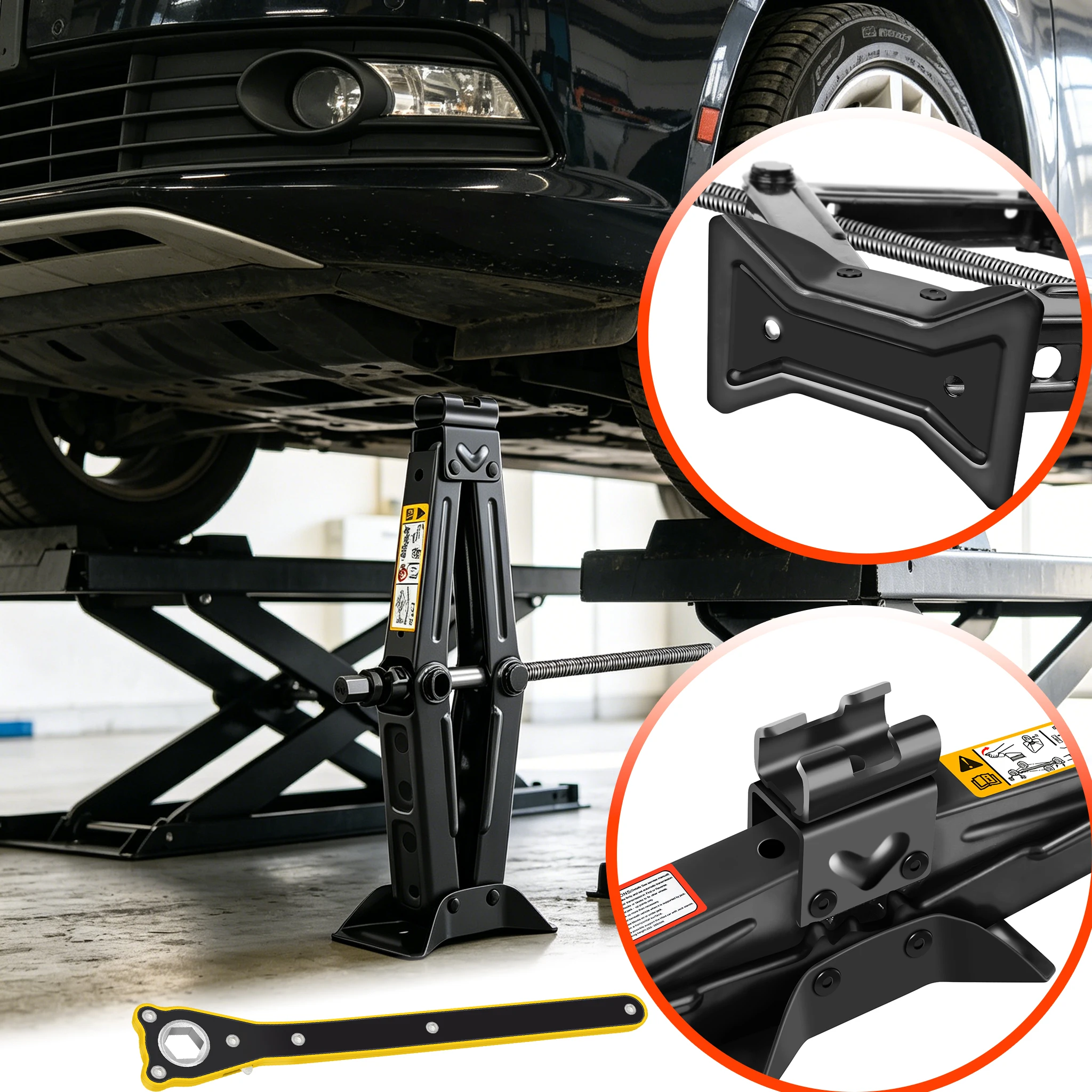 2-Tonnen-Scherenwagenheber mit Ratschenmechanismus, Hubbereich 11-39 cm, rostfreie Stahlkonstruktion, für Reifenwechsel und Notfallreparaturen bei PKW, Transporter, SUV, tragbares Hebewerkzeug