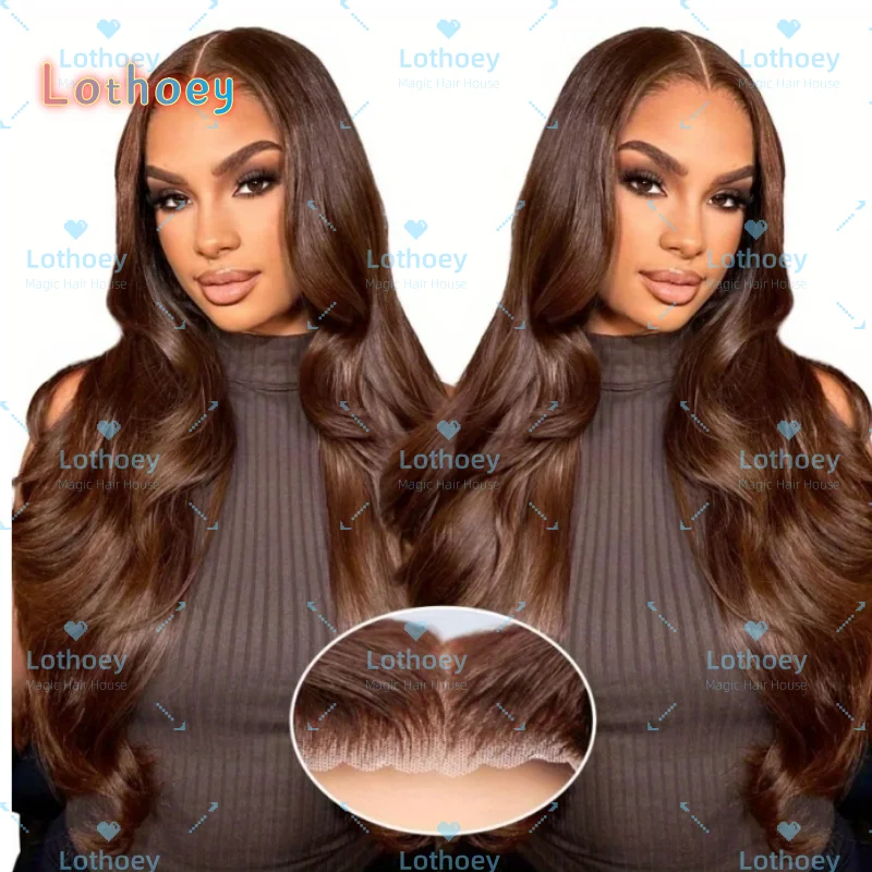 

Highlight Human Hair Wig Glue-free Wig Golden Brown Wig Silk Base Wig Comfortable and Easy to Wear Lace Wig