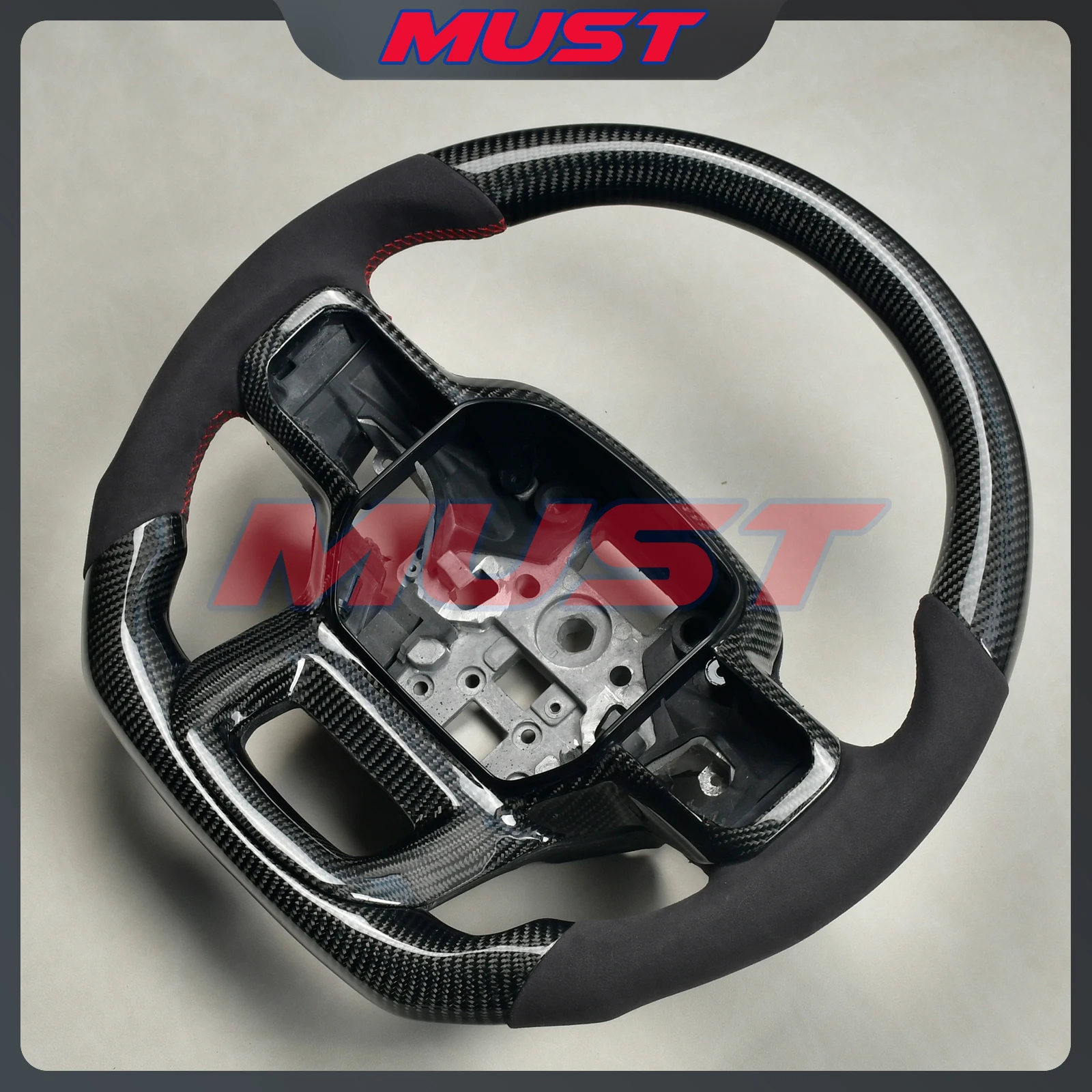 For Ford Raptor F150 2021 2022 2023 2024 Car Accessories Customized LED RPM Carbon Fiber Sport Steering Wheel Cover Trim