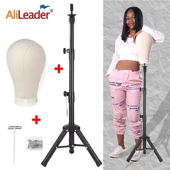 Alileader חדש 140Cm/64Cm פאה Stand פאה חצובה עם בובת בד בלוק ראש מתכוונן חצובה Stand פאה ביצוע ערכת TPins מתנה