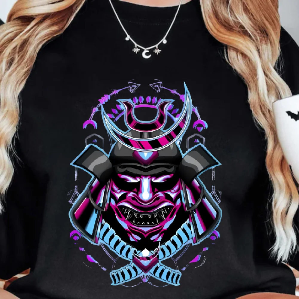 

Толстовка с маской самурая, яркая графика, осень-зима, повседневная свободная одежда с длинными рукавами, смелая острая художественная модная тканевая одежда, топы