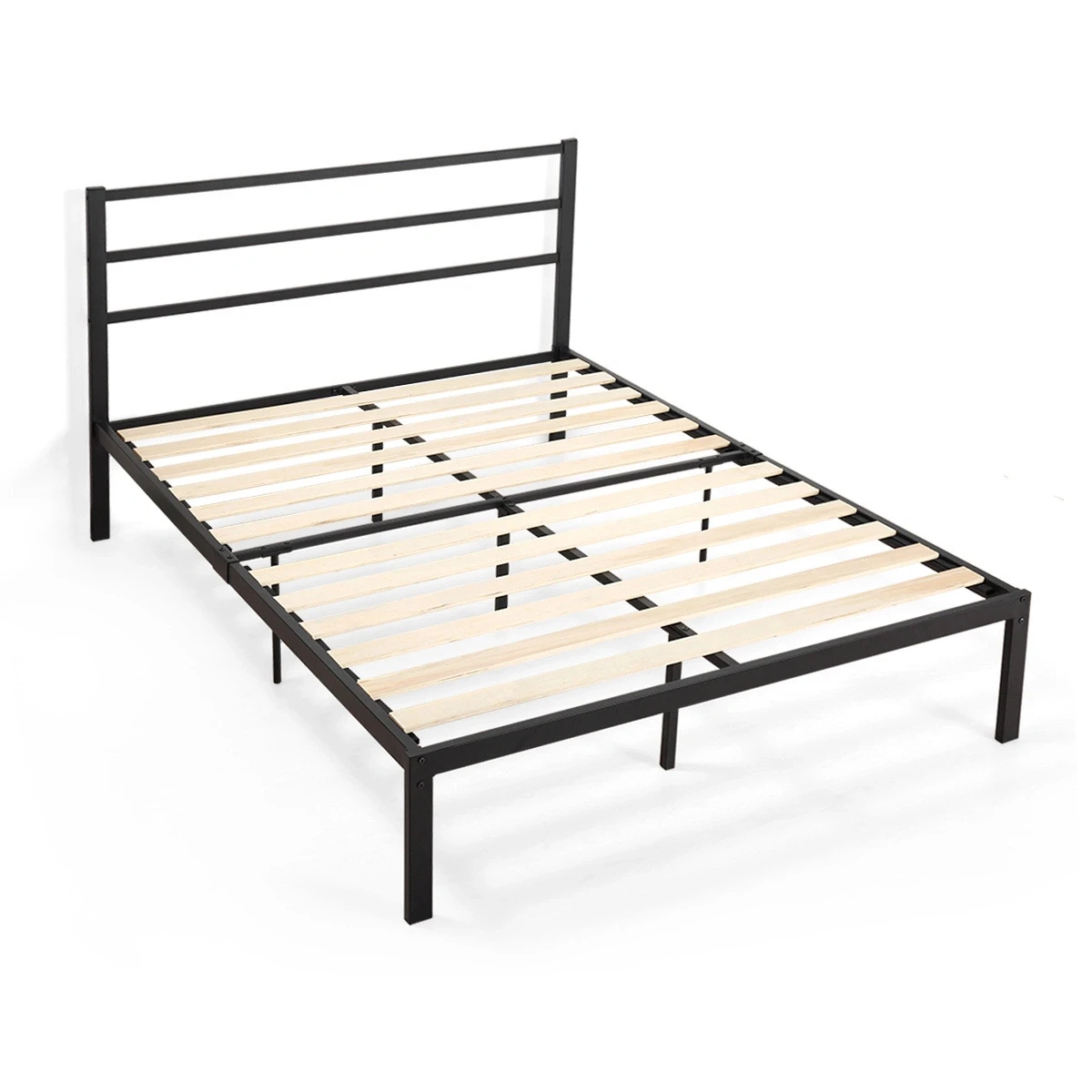 [Flash Sale]Queen Size Black Gauze Pattern Straight Iron Bed Frame Load-Bearing 500LBS[US-Stock]