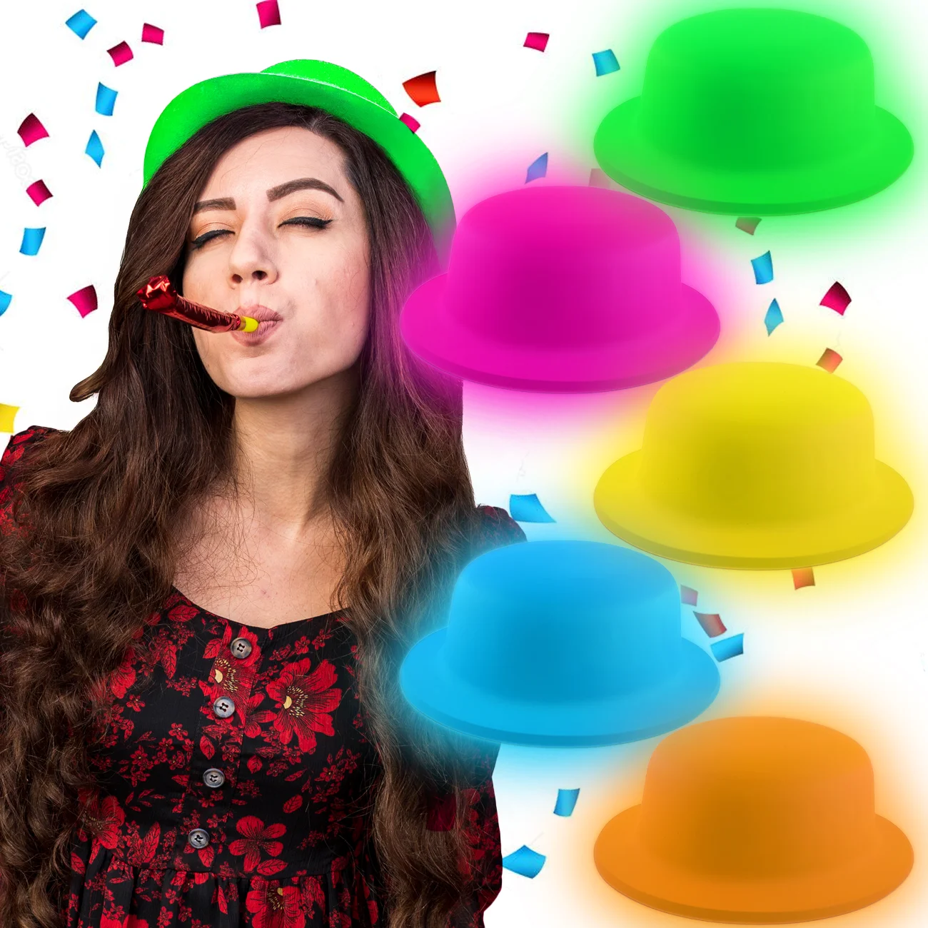 10 Gorras Bombin Neon Liso Fiesta Animacion Evento Batucada Divertido Sombreros de Fiestas