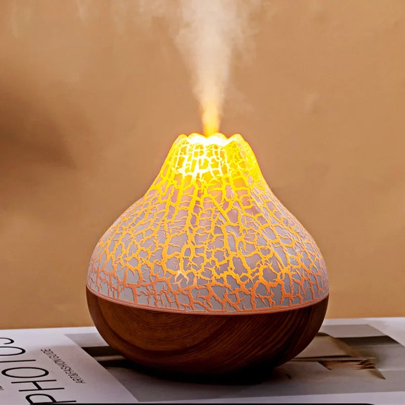 300ml wulkan nawilżacz powietrza pulpit elektryczny USB nawilżacz dyfuzor mgły wodnej oczyszczacz odświeżacz powietrza z 7 kolorami noc — zdjęcie 2