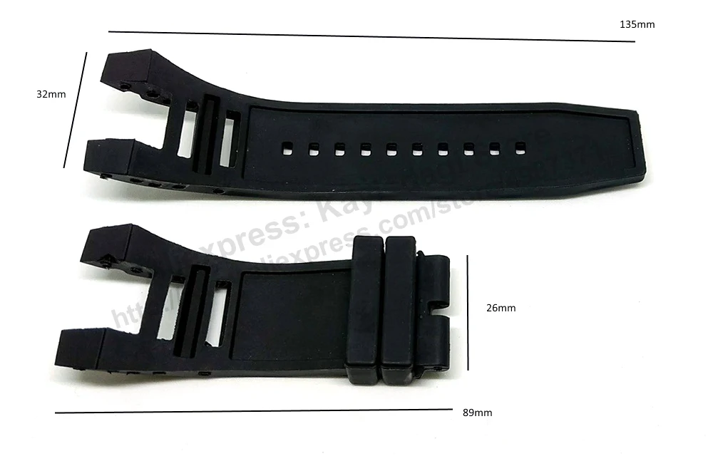 Fits/For Invicta Subaqua NOMA IV 4 6569 , 6575 , 6576 , 6582 , 6583 - 32mm Black Rubber Silicone Replacement Watch Band Strap