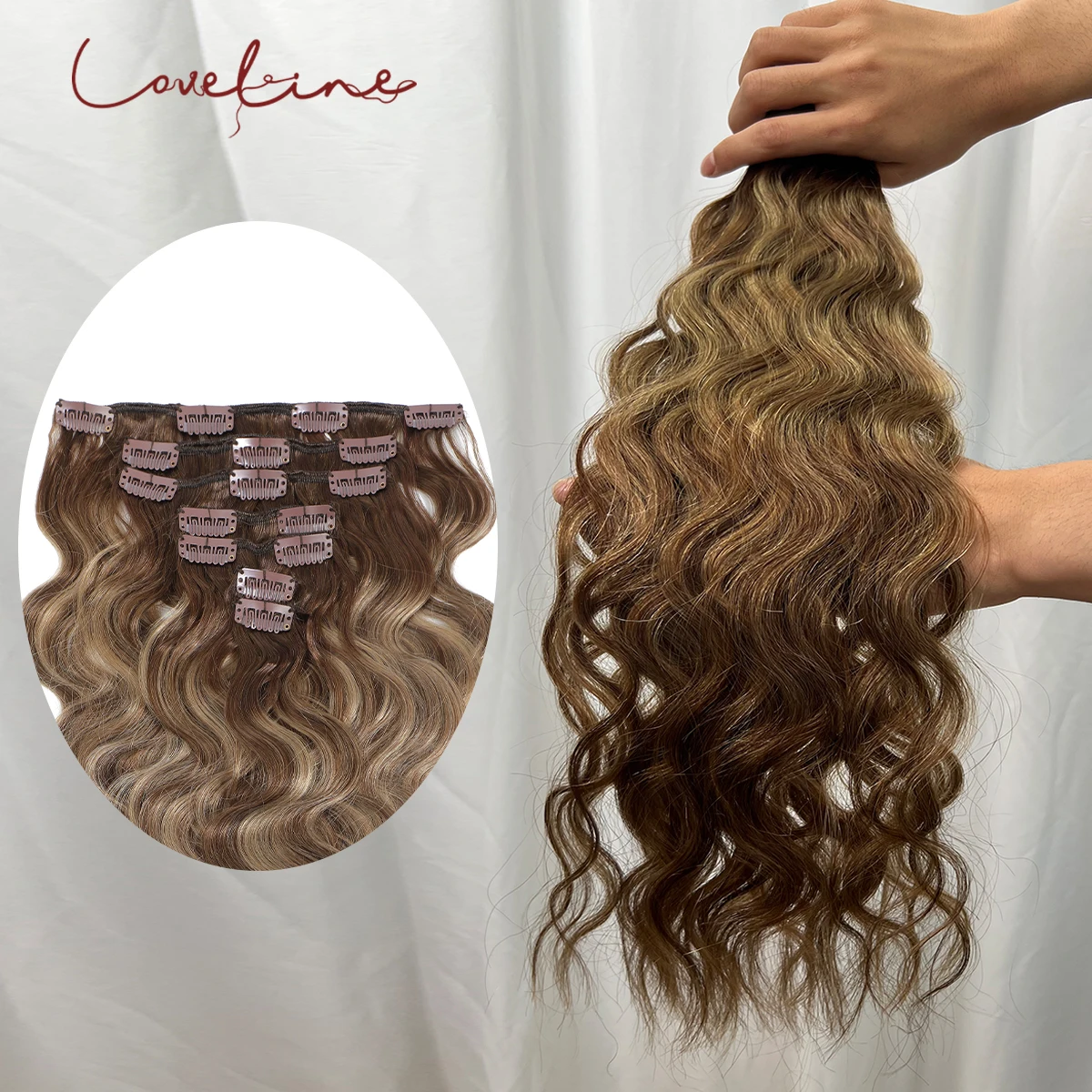 

LOVELINE на клипсе для наращивания волос, цвет T4-4/27, на клипсе в европейском стиле, настоящие человеческие волосы, 12-22 дюйма, натуральный цвет