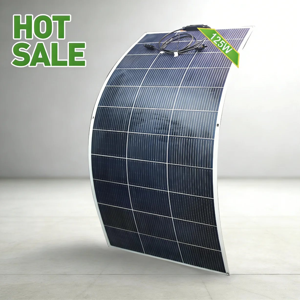 125W Flexibles Solarpanel, 18V Tragbare Monokristalline Solarmodule, Wasserdicht, Leichtgewichtig für Batterie, Wohnmobil, Boot, Camping, Netzunabhängig