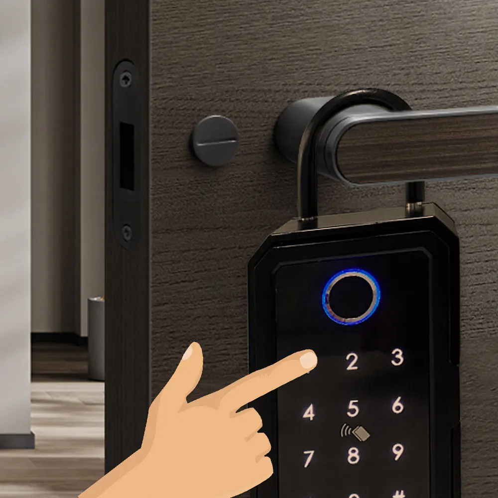 Imagem -02 - Tuya Smart Keyboxs Eletrônicos Funcionam com Bluetooth Gateway Impermeável ao ar Livre Lock Box Segurança Fingerprint Wall Key Box para Casa