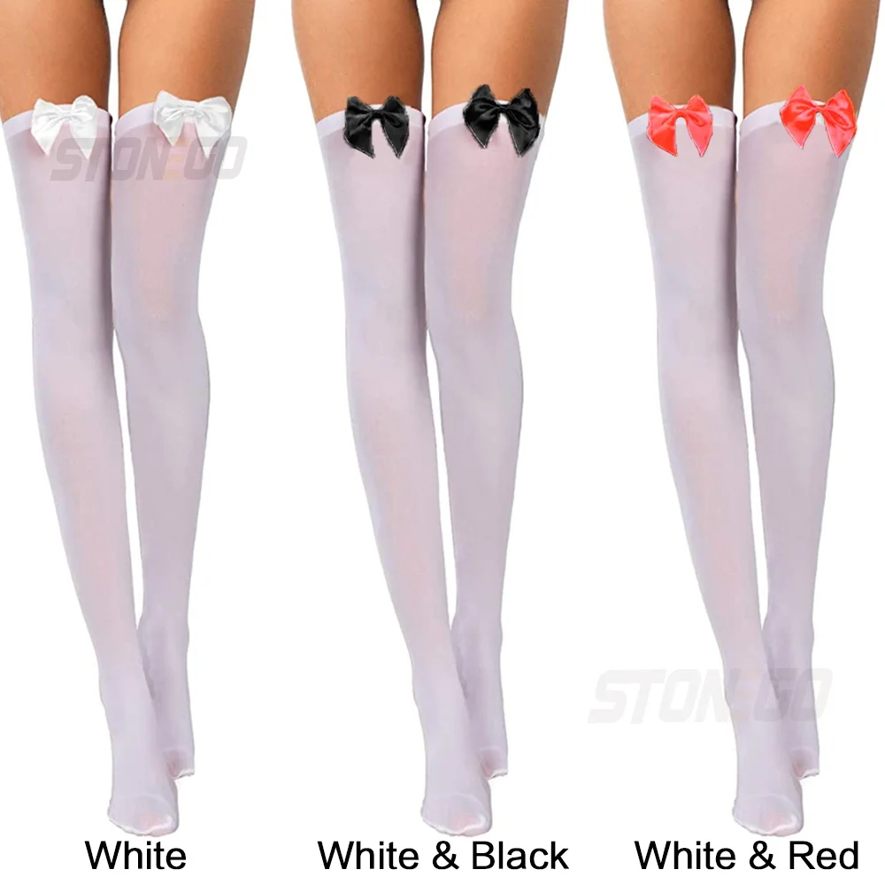 ربطة القوس فيونكة جوارب الحرير جوارب النساء رقيقة جوارب الفخذ الركبة Stonego أزياء المرأة