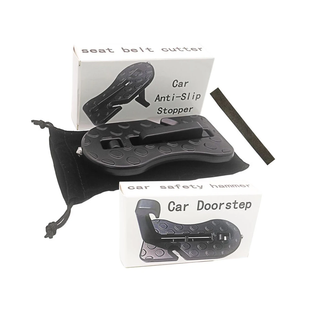 SXMAJ331 Car Vehicle Folding Ladder Foot Pedal Rooftop Doorstep Hooked U shaped Slam Latch Safety Hammer forWrangler forToyota..