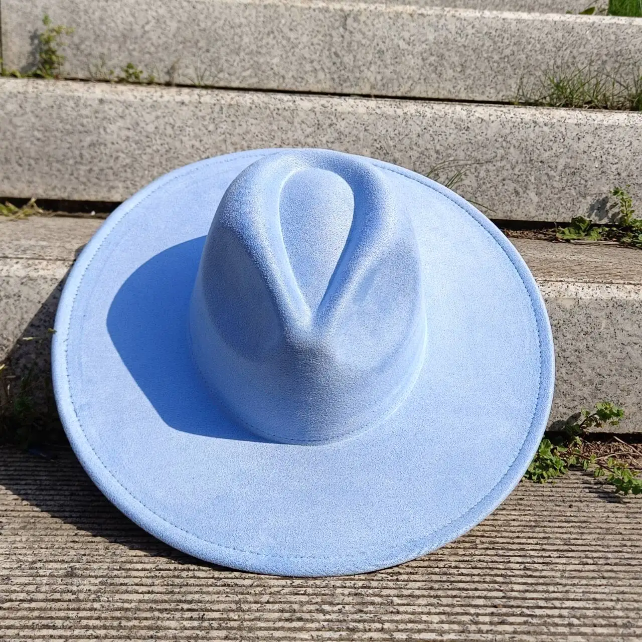 Nuevo sombrero Fedora de gamuza, sombreros de gamuza de ala ancha de 9,5 cm para mujeres y hombres, sombrero de Jazz cosido a mano para otoño e