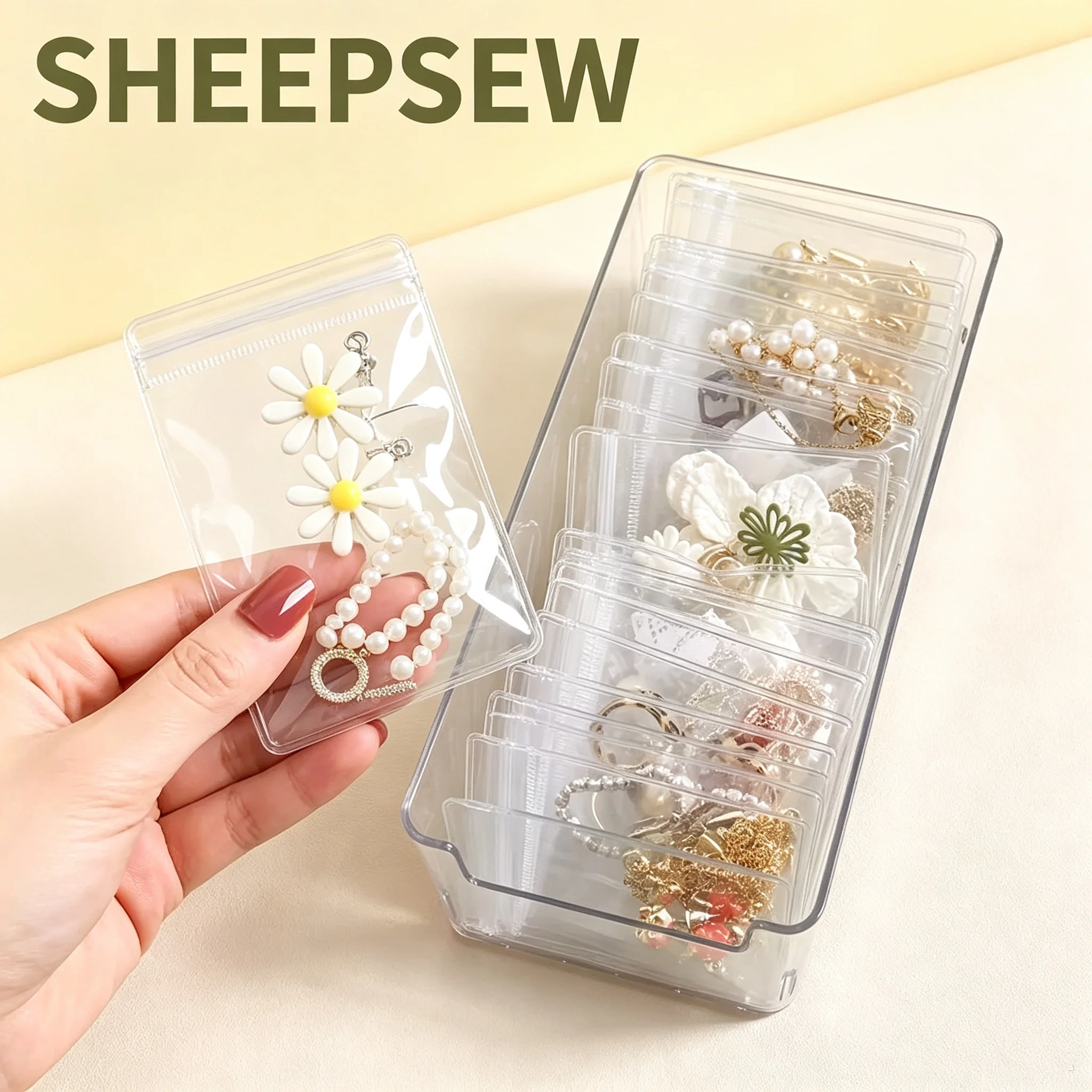 50pcs Wholesale Customized Size Transparent PVC EVA Waterproof Self Seal Zipper Bag Gravure Printing Customized Color for Jewelr