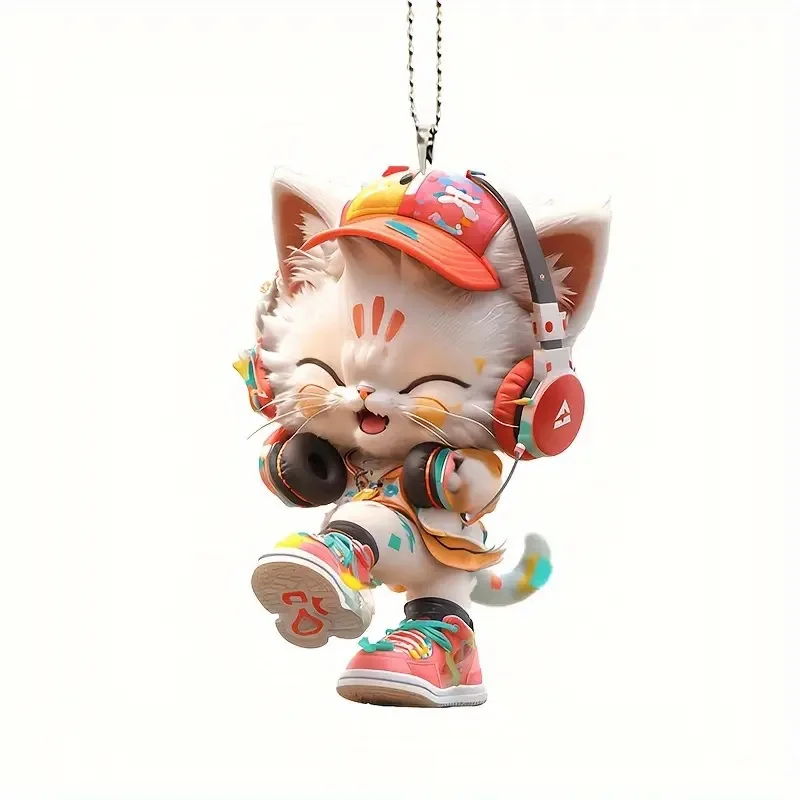 

Cute Acrylic Cat Pendant: Adorable Car Mirror Hanging Decoration with Lanyard - Perfect for Cat Lovers' Vehicles