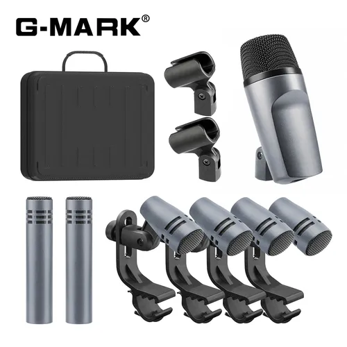 Micrófono de instrumento musical e608 kit de micrófono de tambor de cable de siete piezas dinámicamente Kick Bass Tom / snare cymbales para grabación en vivo de instrumentos escénicos de la banda de tambores DJ