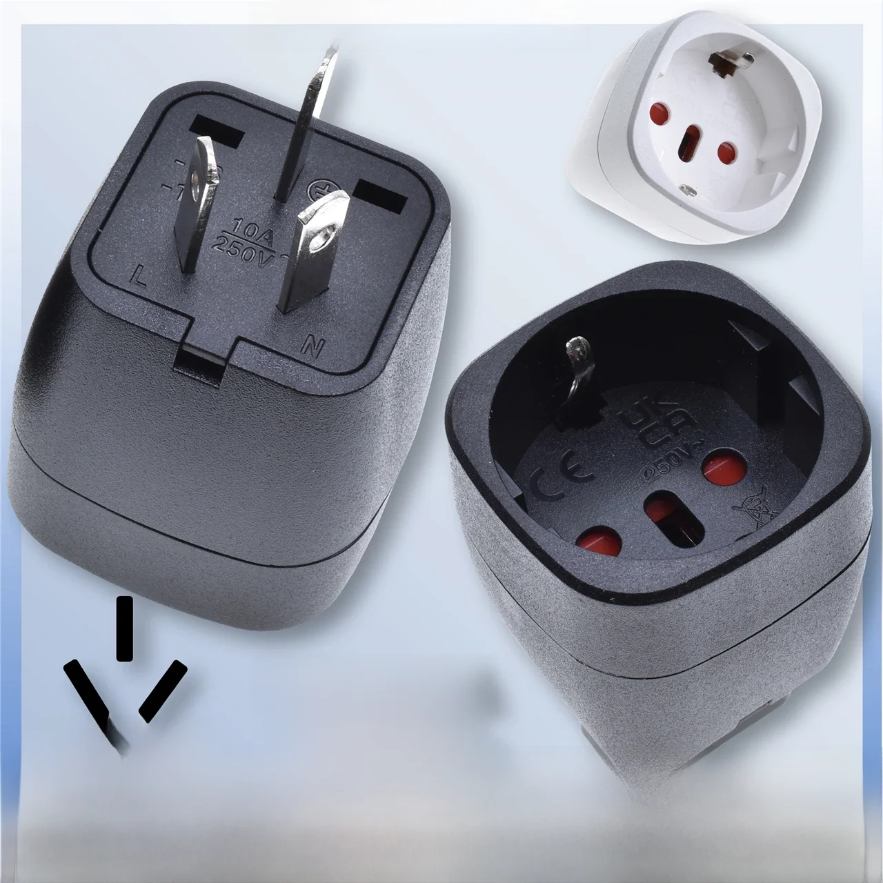 AU Australian CN China Wtyczka elektryczna zasilania prądem zmiennym do UE Szwajcaria Włochy Konwerter ładowania Wtyczka Adapter podróżny Konwerter adaptera — zdjęcie 2