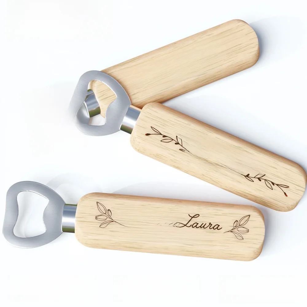 12 STKS Aangepaste Huwelijkscadeau Flesopener Bruiloft Gunsten voor Gasten Gepersonaliseerde Houten Opener als Cadeau voor Bruiloft Decoratie - afbeelding 2