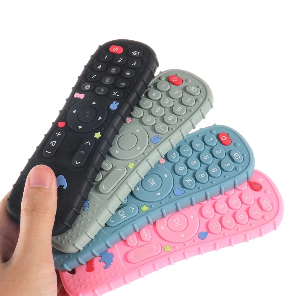 1PC Silikon Baby Spielzeug TV Fernbedienung Form Beißring Spielzeug BPA FREI Silikon Zahnen Kauen Spielzeug Sensorischen Baby Zubehör