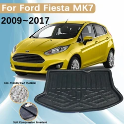 Car Trunk Mats for Ford Fiesta MK7 7 2009~2017 Hatchback Rear Boot Cargo Trunk Waterproof Carpet Storage Pad 3D EVA Accessories