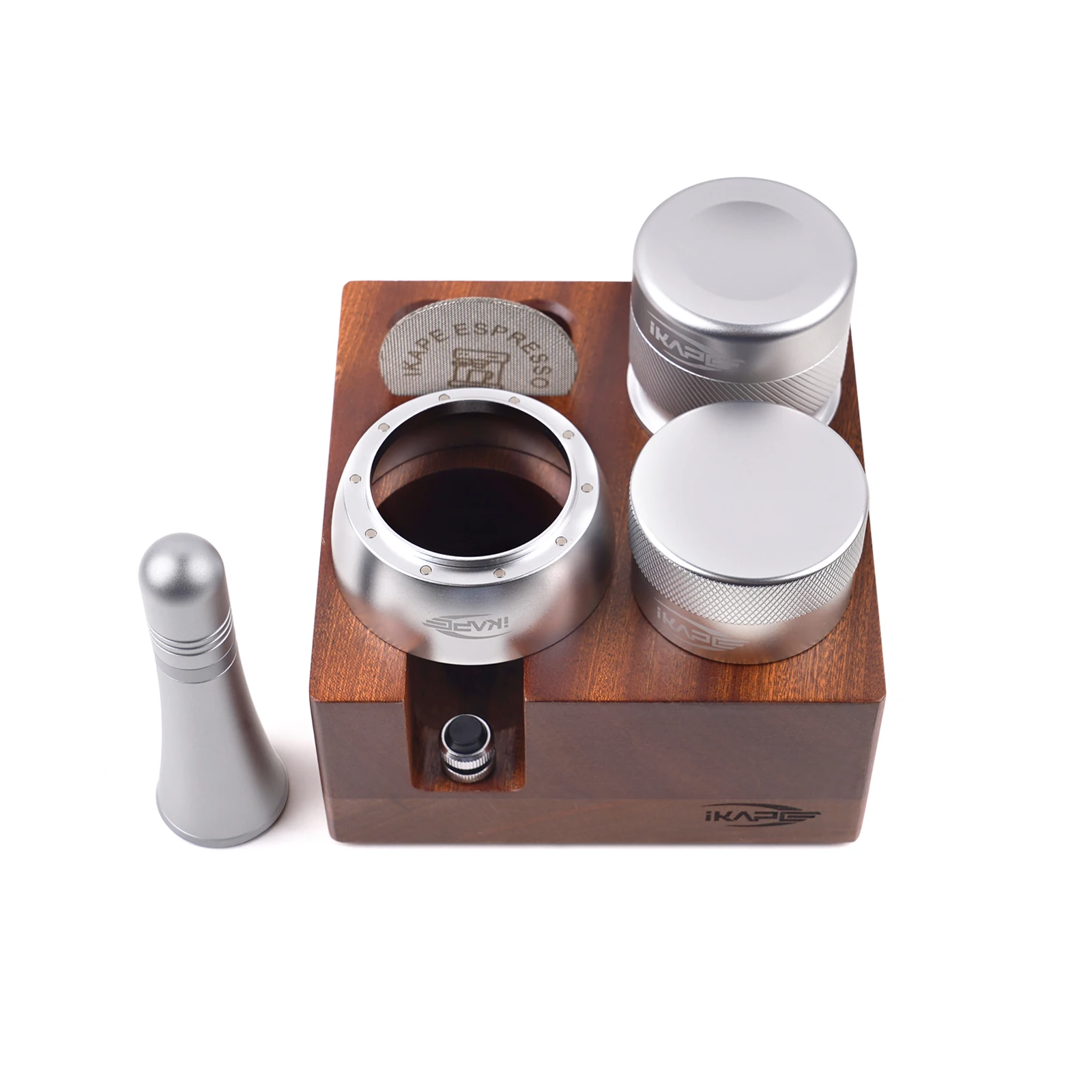 IKAPE Small Espresso Bar Kit,6 in 1 Organizer Box,For 51/54/58MM Coffee Tool Set,Includes Coffee Tamper and Espresso Distributor