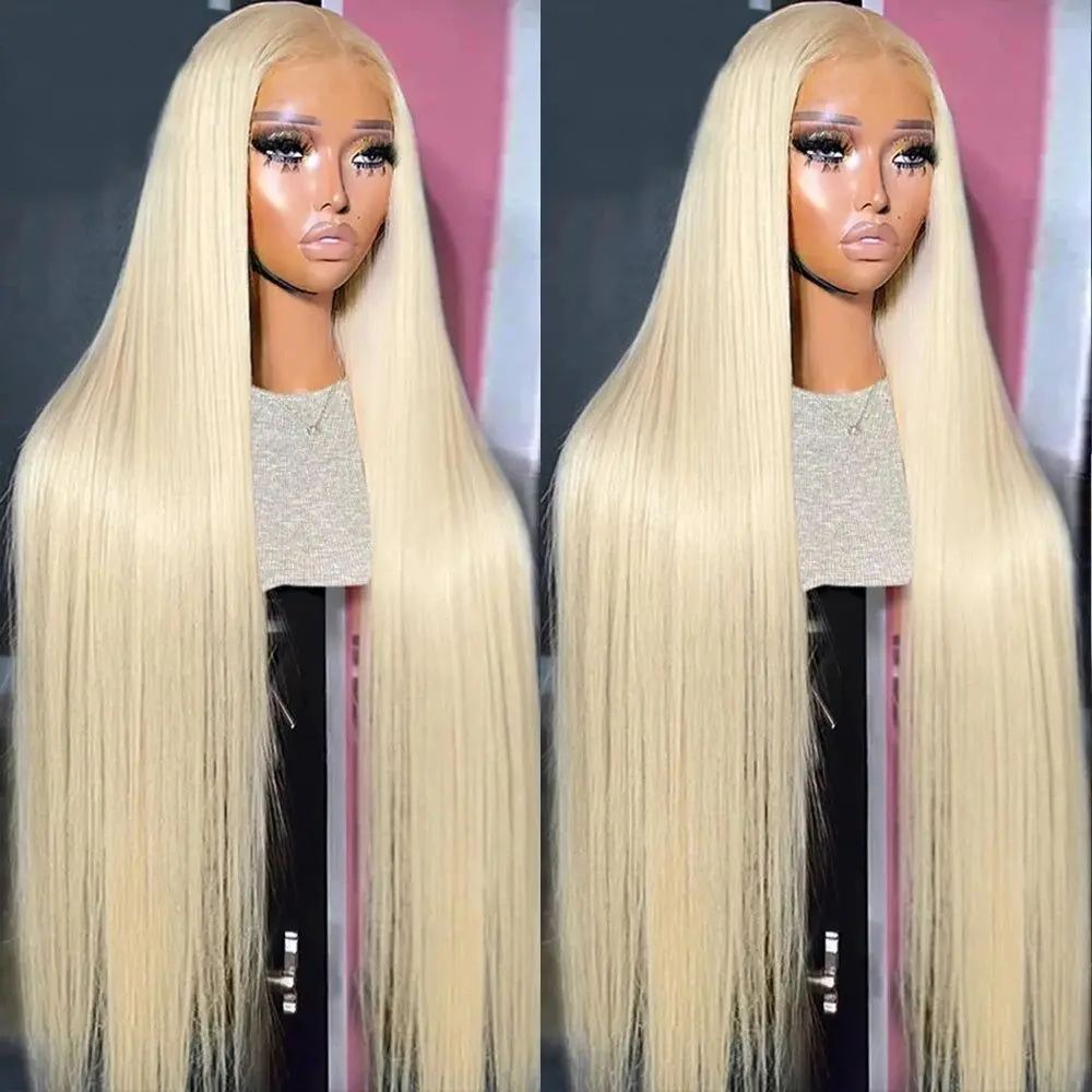 Perruque Lace Front Wig naturelle, cheveux lisses, 13x4, HD 180%, pre-plucked, avec baby hair, densité 613