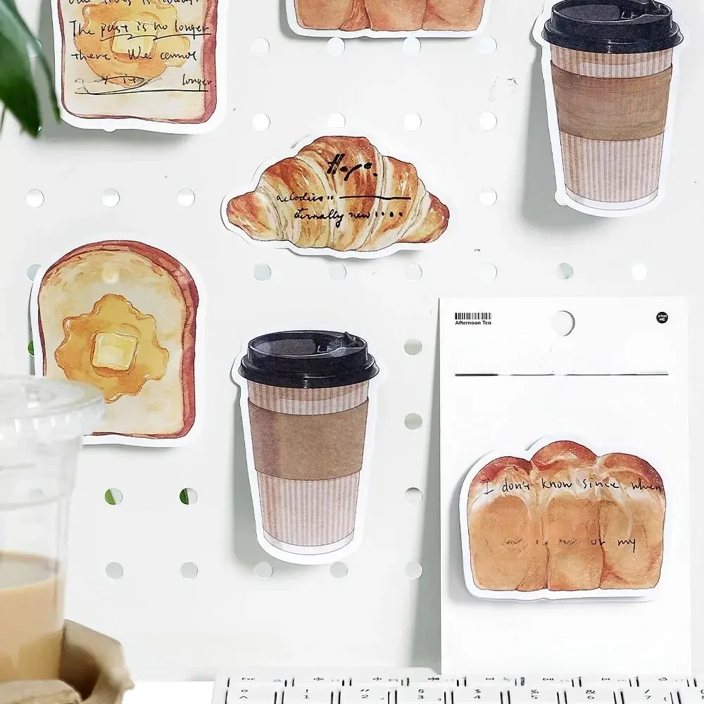 Bloc-notes série météo pain café mignon, pain grillé, forme spéciale N fois collant, bloc-notes en papier déchirable