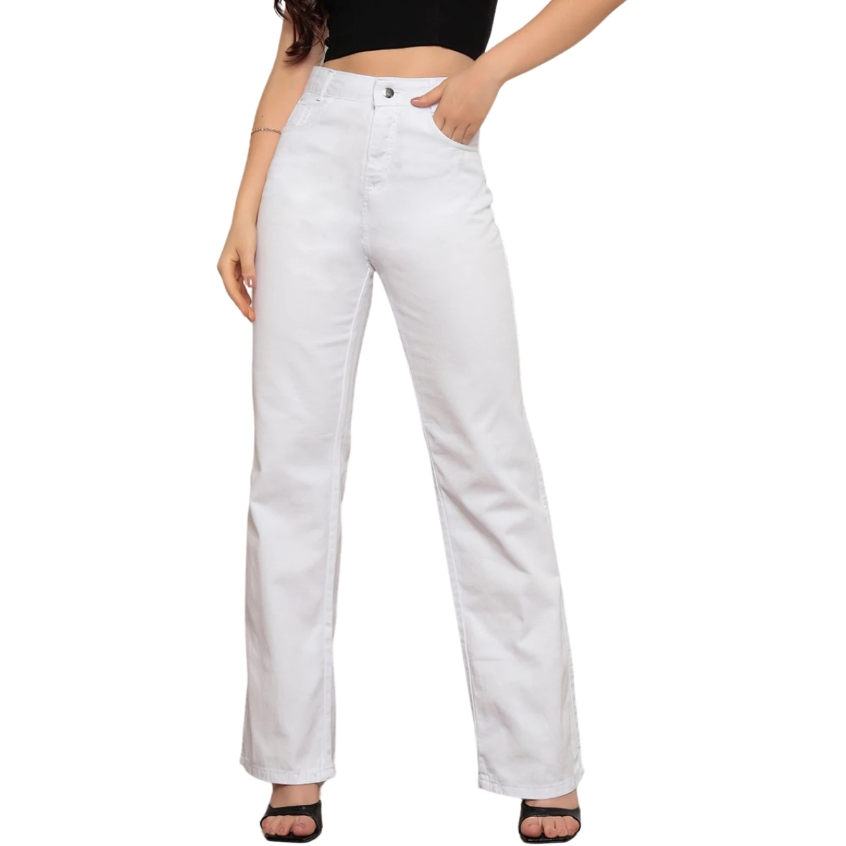 Kit 03 Calças Jeans Wide Leg Pantalona Feminina Cintura Alta