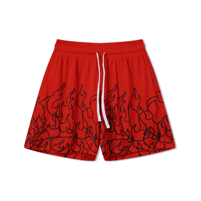 

Баскетбольные шорты с огненным принтом для мужчин, новинка лета 2023, мешковатая спортивная одежда для отдыха, тренажерный зал, фитнес, бег, бег, тренировочная одежда