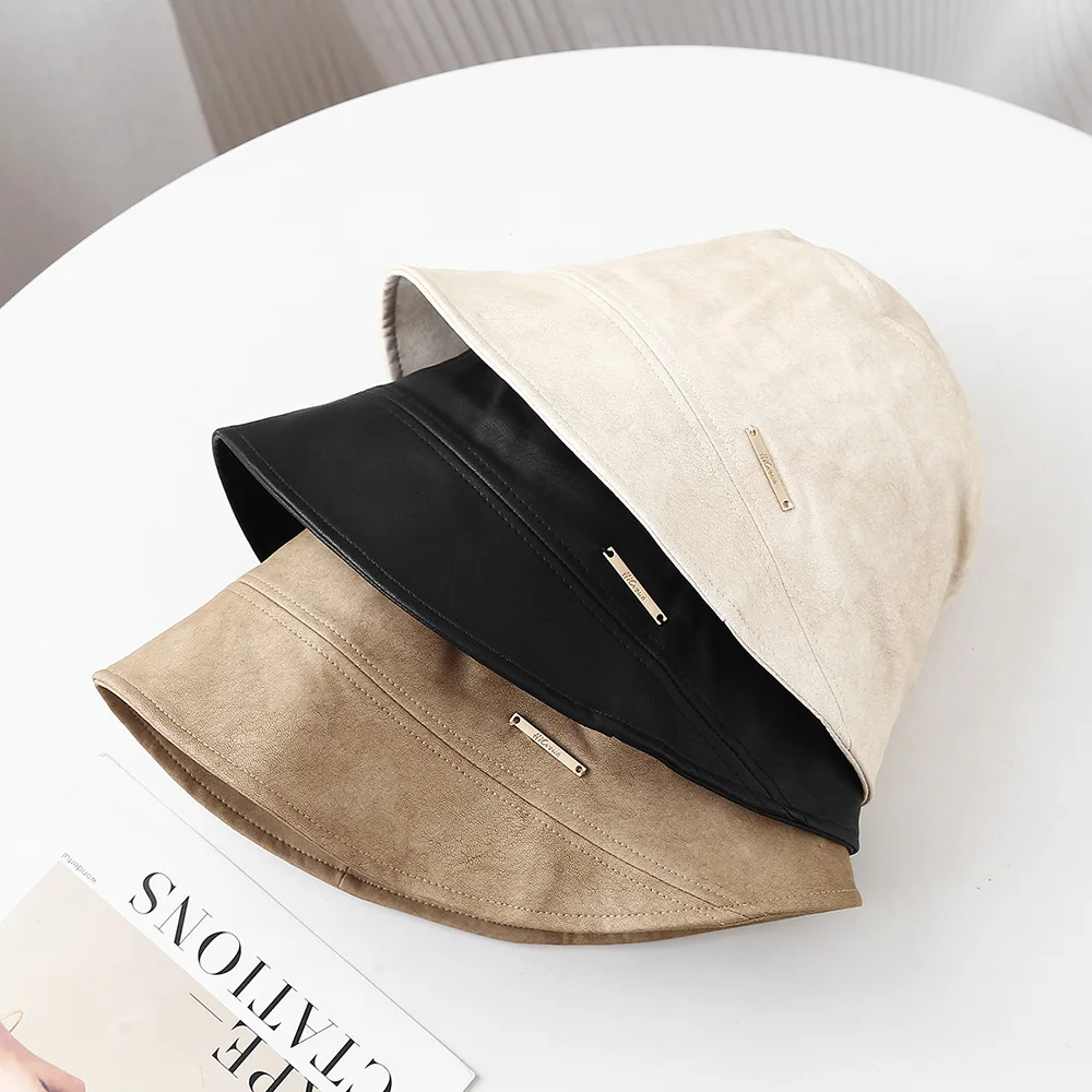 Women's Suede Bucket Hat Fall Winter Vintage Fashion Hat Soft Brim Casual Outdoor Cap Elegant Solid Color Hat for Women