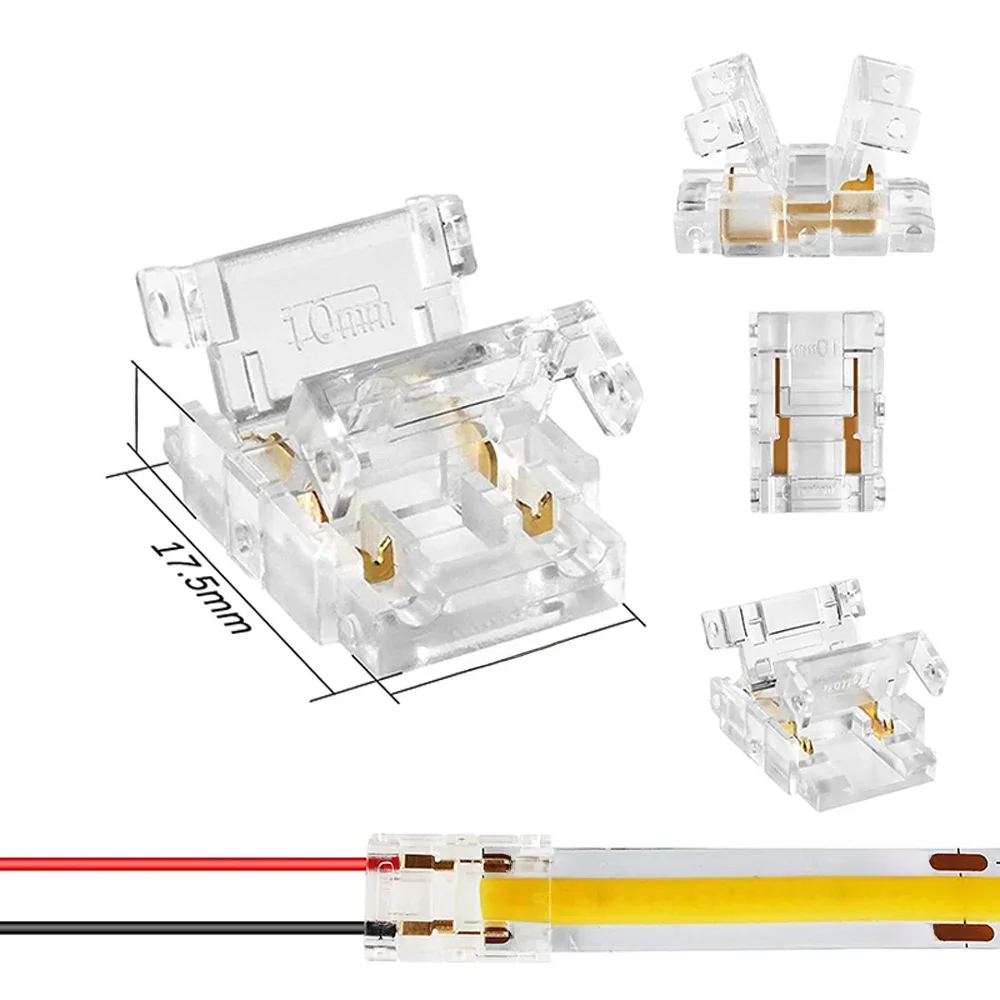 Mini bande lumineuse LED COB, connecteurs de fil, connexion sans soudure, FCOB, RVB, CCT, 5mm, 8mm, 10mm, 2 broches, 3 broches, 4 broches