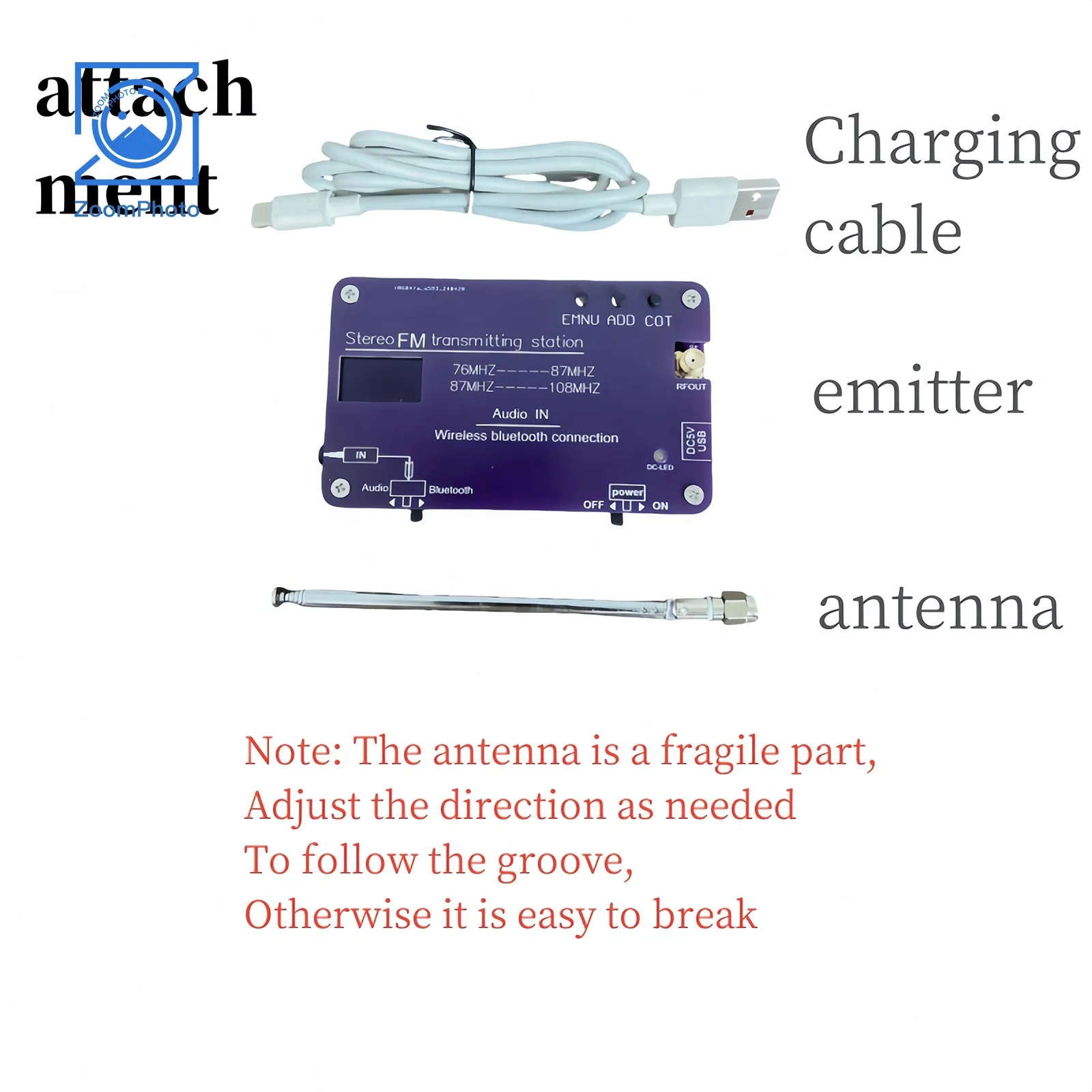 HamGeek Bluetooth Transmissor FM, Bateria para Transmissão 100-Meter, 76MHz-108MHz