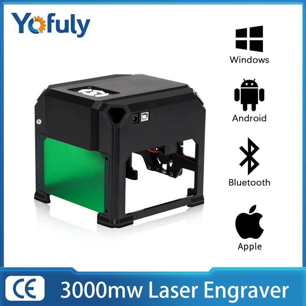 Mini Laser Engraver 3000mw DIY CNC Laser Engraving Machine Bluetooth Desktop LOGO Mark Printer Cutting Woodworking Machine