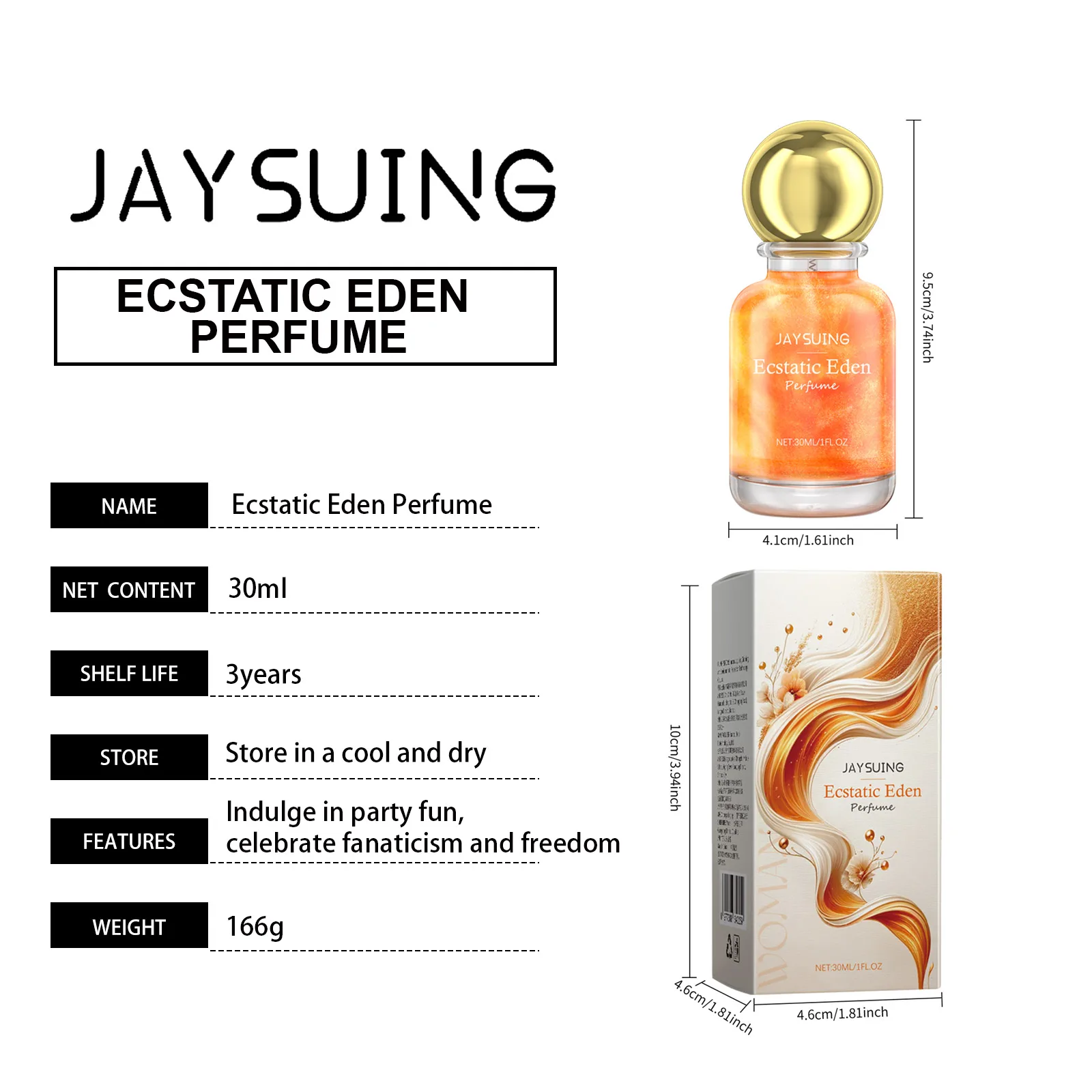 Jayswing Carnival Garden of Eden Perfume Hojas Fragancia Fresco Natural Charm Fragancia Agua Fecha Atmósfera 30 ml