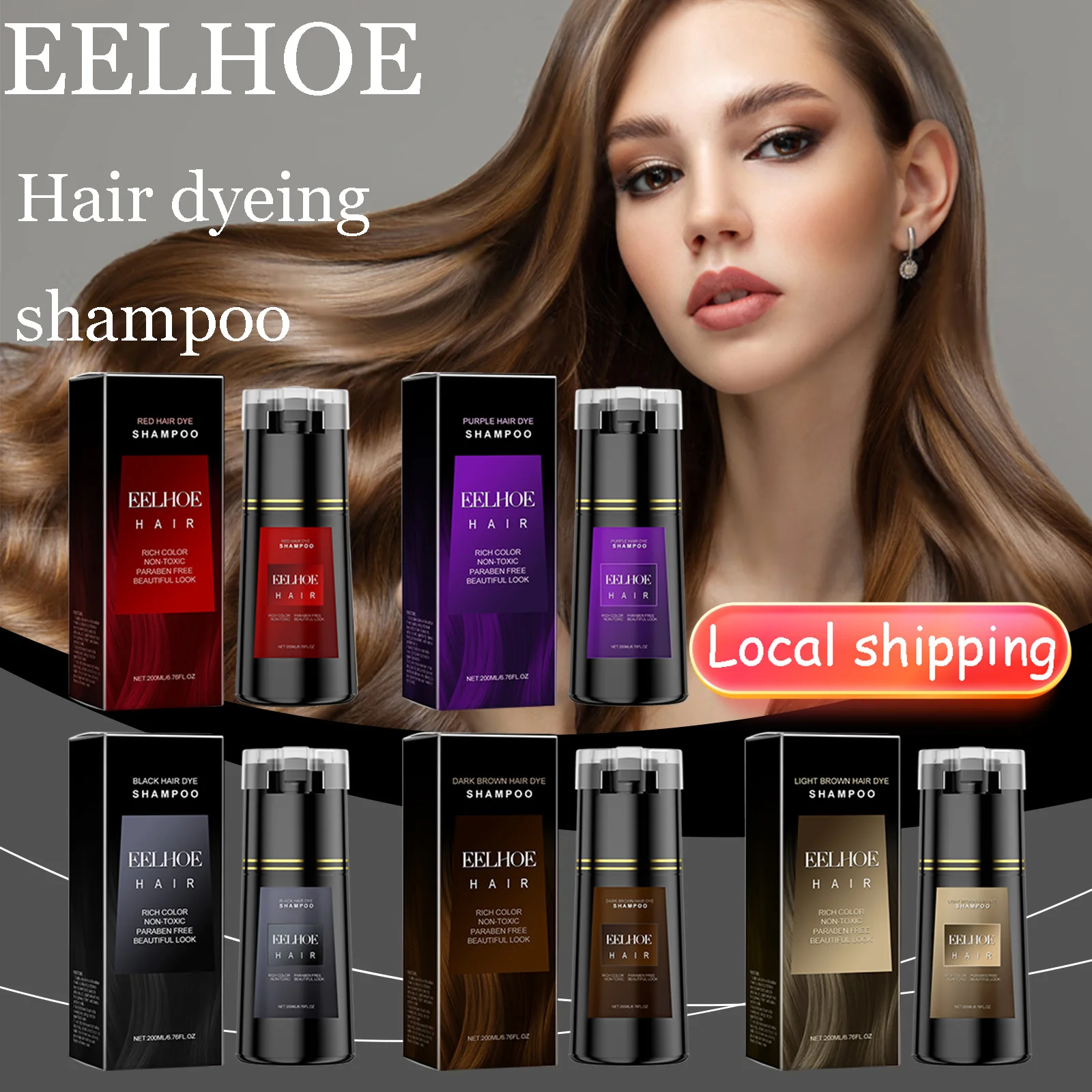 

EELHOE Instant Hair Dyeing Shampoo Strengthening Lasting Effect Easy Coloring Nourish Scalp Non-irritating Cover Gray White Hair