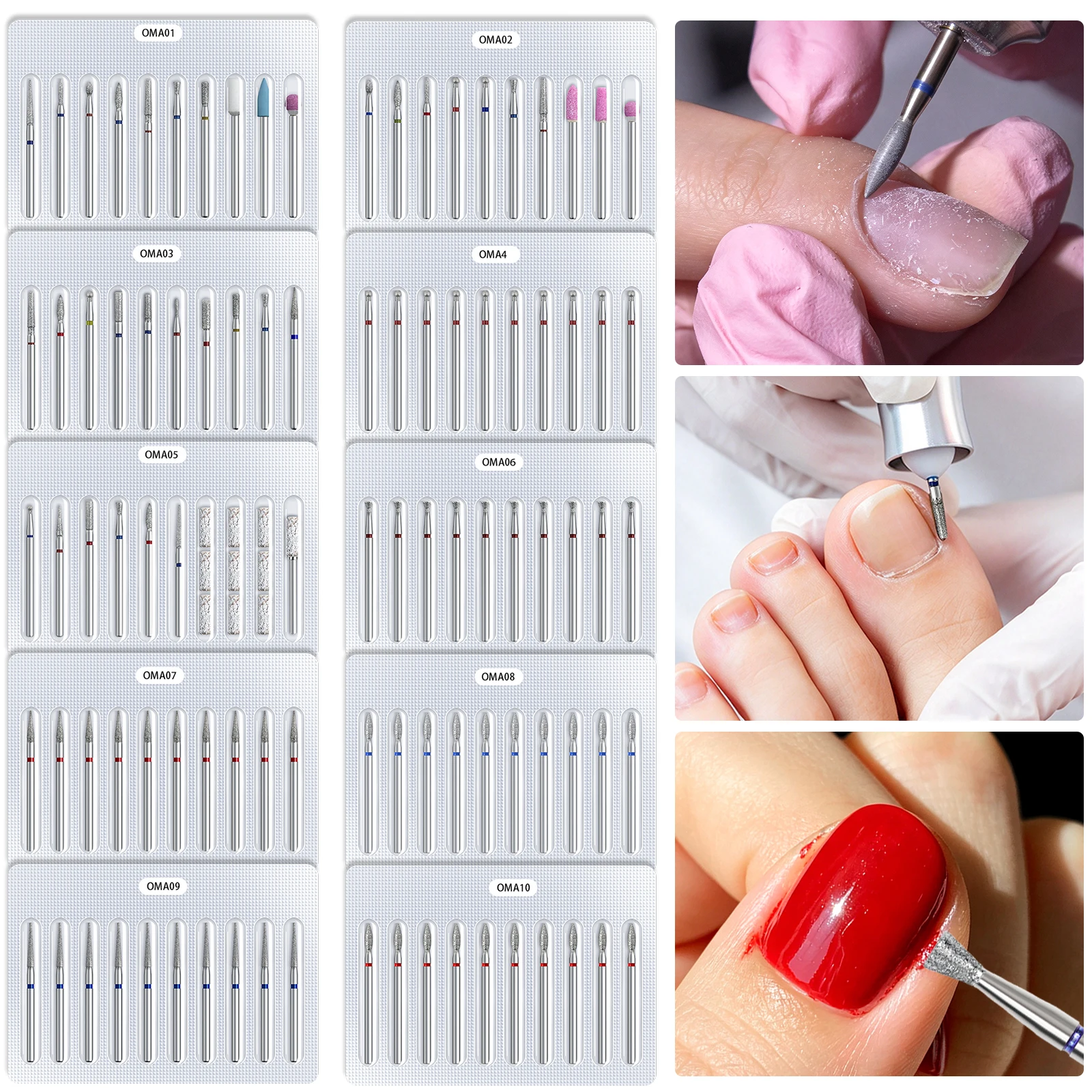 Diamond Nail Drill Bits Set Shank Cuticle Remover Bit for Electric Nail Drill Machine Manicure Pedicure Dead Skin Cleaner Tools